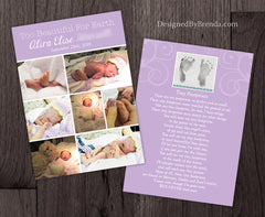 Double Sided Memorial Thank You Card with Photo Collage and Poem - Infant, Child or Adult Loss