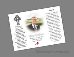Religious Memorial Thank You Card with Photo, Cross and Psalms 23