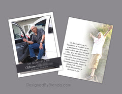 Double Sided Memorial Card in Spanish or English, with Photos on Both Sides