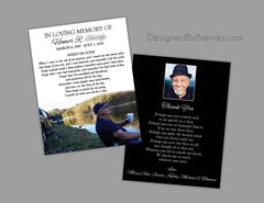 Double Sided Memorial Thank You Card with Photo and Thank You Message on Back