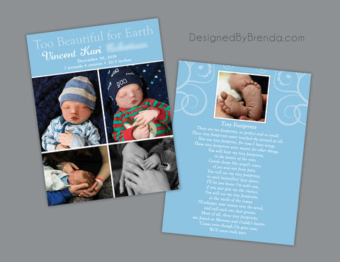 Double Sided Memorial Thank You Card with Photo Collage and Poem - Infant, Child or Adult Loss