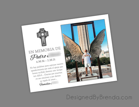Religious Memorial Thank You Card with Photo - Custom Remembrance Memento for Sympathy or Funeral