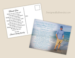 Memorial Thank You Postcard with Large Photo on Front - Double Sided Funeral Remembrance Card