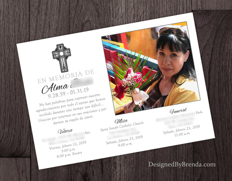 Religious Memorial Card with Photo and Funeral & Wake Information