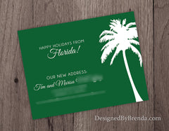 Teal Moving Cards with Tropical Palm Tree - Change of Address Postcard