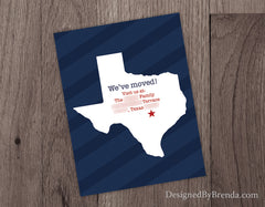 Navy Blue and Orange Moving Card or Change of Address Postcard with State Outline - Shown with Illinois