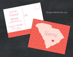 Change of Address Postcards with State - Coral & Teal Moving Cards