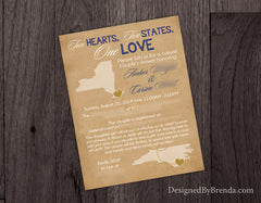Rustic States Bridal Shower Invitation with Vintage Kraft Look