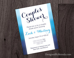 Blue Ombre Wedding Shower Invitation - Fun, Modern Bridal Shower Invite