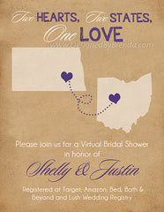Rustic States Bridal Shower Invitation with Vintage Kraft Look