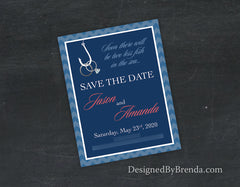 Two Less Fish in the Sea Save the Date with Rings on Fishing Hook - Card or Magnet