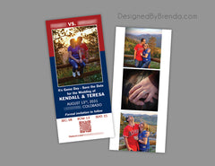 Ticket Save the Date Card with Photos - Double Sided