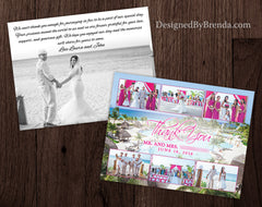 Wedding Thank You Card with Photo Collage - Great for Destination Wedding