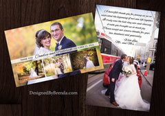Modern Wedding Thank You Postcard with Photo Collage - One Large Photo in Background