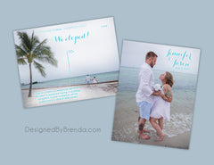 Modern Wedding Announcement Postcard - Double Sided with Photos