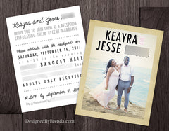 Vintage Style Wedding Invitations with Photo on Front and Wording on Back
