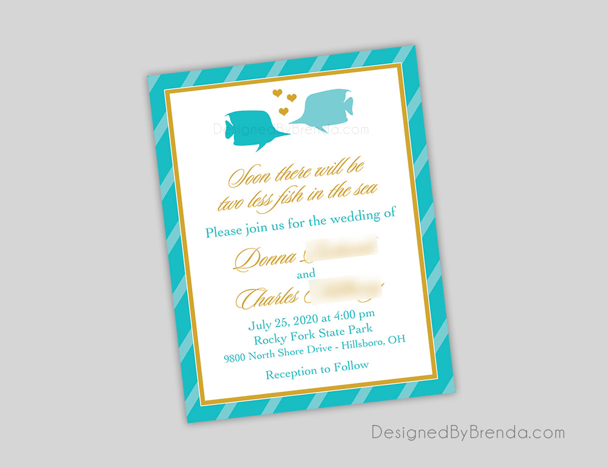 Two Less Fish in the Sea Engagement Party or Bridal Shower Invitations –  Designed By Brenda