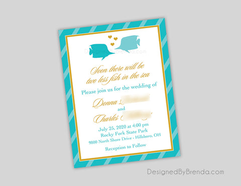 Two Less Fish in the Sea Engagement Party or Bridal Shower Invitations
