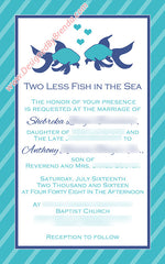 Two Less Fish in the Sea Wedding Invitation - Pink, Yellow & Orange