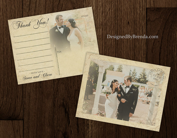 Vintage Lace Overlay Wedding Thank You Postcards – Designed By Brenda