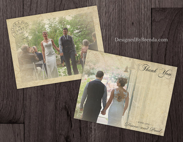 Vintage Lace Overlay Wedding Thank You Postcards – Designed By Brenda