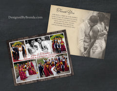 Rustic Wood Thank You Postcards with Custom Photo Collage - Vintage Look