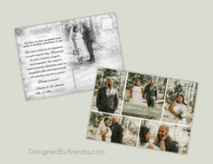 Wedding Thank You Postcard with Collaged Photo Design - Modern Gold & White