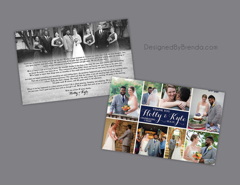 Modern Wedding Thank You Card with Several Photos - Custom Designed Template
