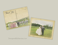 Vintage Wedding Thank You Postcards with Photo