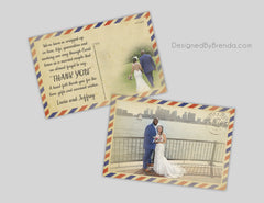 Vintage Air Mail Wedding Thank You Postcards