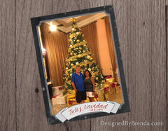 Chalkboard Style Christmas Photo Card with Room for Handwritten Message - Happy Holidays