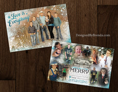 Christmas Card with Custom Blended Photo Collage and Abstract Snowflakes