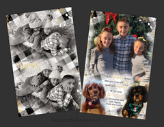White Plaid Christmas Card with Blended Photo Collage