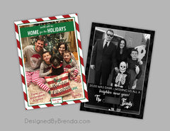 5x7 Christmas Card with Photo and Candy Cane Striped Border